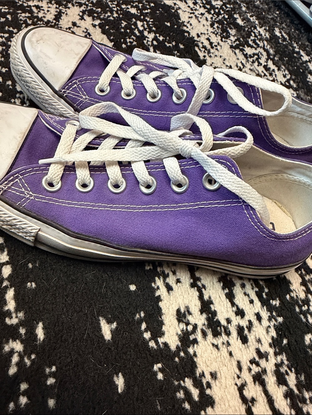 Converse Women’s Purple Low Top Canvas Sneakers with White Laces - Picture 2 of 5